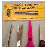 LL - Mixed Sewing and Cutting Tools Lot with Scissors, Rotary Cutters, Sharpeners, and Needles