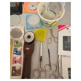 LL - Mixed Sewing and Cutting Tools Lot with Scissors, Rotary Cutters, Sharpeners, and Needles