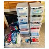LL - Large Collection of Assorted Fabric and Quilting Material
