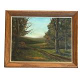 LL - Original Pearl Charlson Signed Landscape Oil Painting on Grumbacher Canvas Panel, Framed