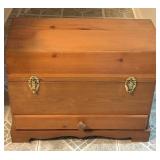 LL - Wooden Storage Chest with Knitting Needles, Yarn, and Craft Supplies