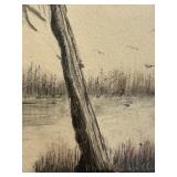 LL - Signed 1961 Framed Swamp Landscape Painting by Pearl Charlson