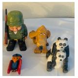 LL - Collection of 15 Hand-Carved Painted Wooden Folk Art Figures