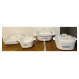 LL - Corning Ware Blue Cornflower Casserole Dish Set with Glass Lids