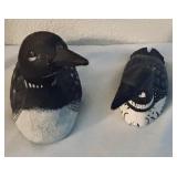 LL - Set of 3 Handcrafted Loon Bird Carvings with Heart Motif