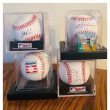 LL - Set of 3 Signed MLB Baseballs with Display Cases and Bert Blyleven Pin plus 1 Unsigned Ball