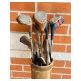 G - Vintage Golf Club Set with Leather Bag Assorted Woods and Irons