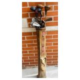 G - Vintage Golf Club Set with Leather Bag Assorted Woods and Irons