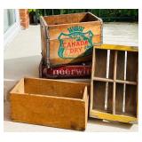 LR/G - Collection of 4 Vintage Wooden Soda Crates - Canada Dry, Cheerwine, Coca-Cola