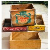 LR/G - Collection of 4 Vintage Wooden Soda Crates - Canada Dry, Cheerwine, Coca-Cola