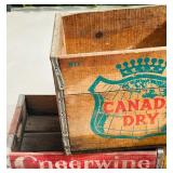 LR/G - Collection of 4 Vintage Wooden Soda Crates - Canada Dry, Cheerwine, Coca-Cola