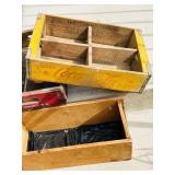 LR/G - Collection of 4 Vintage Wooden Soda Crates - Canada Dry, Cheerwine, Coca-Cola