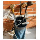 G - Vintage Golf Club Set with Bag and Wood Drivers