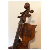 Vintage Cello with Bow and Wooden Stand