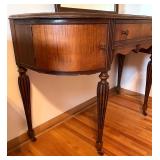 Vintage Wooden Vanity with Mirror and Fluted Legs