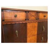 Vintage Wood Tall Chest of Drawers with Ornate Pulls