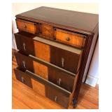 Vintage Wood Tall Chest of Drawers with Ornate Pulls