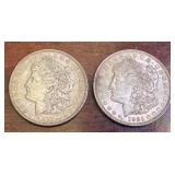 Pair of 1921 Morgan Silver Dollars US Coins