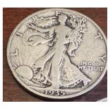 Set of 3 1935 Walking Liberty Half Dollars (S, D, and Philadelphia Mintmarks)