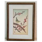 HLWY - Vintage Japanese Songbird Block Print Framed
