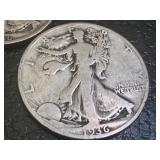 Lot of 3 Walking Liberty Half Dollars 1936, 1936-A, 1936-D