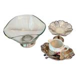 DR - Assorted Vintage Glassware and Silver Plate Tableware Collection
