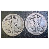1918 and 1928-S Walking Liberty Half Dollar Coins