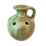 DR - Vintage North State Pottery Green Handled Vase Sanford NC