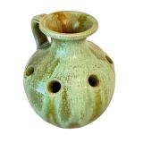 DR - Vintage North State Pottery Green Handled Vase Sanford NC