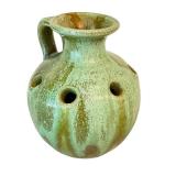 DR - Vintage North State Pottery Green Handled Vase Sanford NC