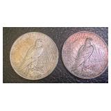 Pair of 1923 Peace Silver Dollars