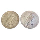 Pair of 1924 Peace Silver Dollars
