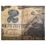 1899 US $2 Silver Certificate Large Note