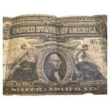 1899 US $2 Silver Certificate Large Note