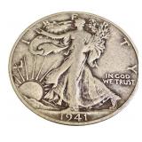 Set of 3 1941 Walking Liberty Half Dollars - 2 Denver, 1 San Francisco Mint Marks