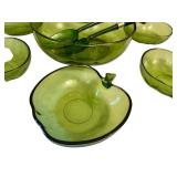 Vintage Hazel Atlas Apple Shaped Salad Serving Set with Bowl and Utensils