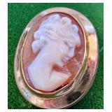 Curtis Creation Vintage Gold Filled Hand Carved Cameo Necklace and Earrings Set