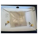 Curtis Creation Vintage Gold Filled Hand Carved Cameo Necklace and Earrings Set