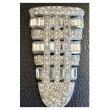 Vintage Art Deco Rhinestone Dress Clip, 2 Inch
