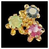 Vintage Gold-Filled Necklace and Earring Set with Colorful Stones