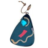 Vintage Enamel and Copper Screw-Back Earrings with Abstract Inlay