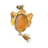 Vintage Gold Filled Cameo Pendant with Pearl Accent, 1/10 10k