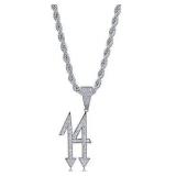 JINAO Micropave Simulated Diamond Iced Out Trippie Redd 14 Pendant Necklace 24