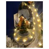 Alpine Corporation 18-inch Tall Animated Winter Wonderland Set with LED Lights