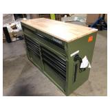 Husky 46 in. W x 18.1 in. D 9-Drawer Army Green Mobile Workbench Cabinet with Solid Wood Top  Damaged Customer Returns See Pictures