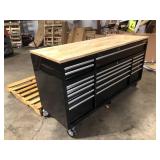 Husky Tool Storage 72 in. W Standard Duty Gloss Black Mobile Workbench Tool Chest    Customer Returns See Pictures