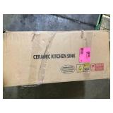LORDEAR 27 in. W x 19 in. D Undermount Single Bowl Ceramic Kitchen Sink with Bottom Grid    Customer Returns See Pictures