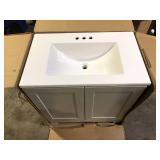 31 in. Single Sink Pearl Gray Bath Vanity with White Cultured Marble Top (Assembled)   Customer Returns See Pictures