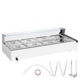 VEVOR 8-Pan Commercial Food Warmer, 8 x 8QT. Electric Steam Table with Glass Cover, 1700W Countertop Stainless Steel Buffet    Customer Returns See Pictures