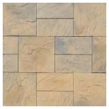 Pallet of Nantucket Pavers Patio-on-a-Pallet 12in. x 24in. and 24in. x 24in. Concrete Tan Variegated Basketweave Yorkstone Paver(18 Pcs/48 Sq Ft)   Customer Returns See Pictures